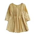 thumbnail image 1 of DondPO Long Sleeve Shirts Dress Shirts for Women Women's Round Neck Mid Sleeve Small Polka Dot Flower Lace Collar Loose Top Doll Shirt Womens Tops Flannel Shirt Yellow M, 1 of 3