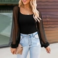 thumbnail image 1 of DondPO Long Sleeve Shirts for Women Dress Shirts for Women Women Fashion Sexy Top Shirt Polka Dot Chiffon Solid Slim Patchwork Puff Sleeve Elegant Casual Top Blouse Womens Tops Sexy Tops Black M, 1 of 6