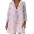 thumbnail image 1 of DondPO Long Sleeve Shirts for Women Plus Size Tops Shirt Top Vintage Collar Long Dots Polka Women Shirt Sleeve Blouse Women Shirts Womens Tops Business Casual Tops Pink S, 1 of 9