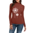 thumbnail image 1 of DondPO Long Sleeve Shirts for Women Sweatshirt for Women Comfortable Casual Print Long Sleeve Mock Turtleneck Blouse Tops Slim Fit Stretchy Layer Tee Shirts Womens Tops Turtleneck Shirt Women Wine M, 1 of 6