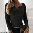 thumbnail image 1 of DondPO Long Sleeve Shirts for Women Sweatshirt for Women Women's Henley T Shirts Casual Solid Long Sleeve Button V Neck Ribbed Tunic Tops Blouse Womens Tops Womens Shirts Black M, 1 of 8