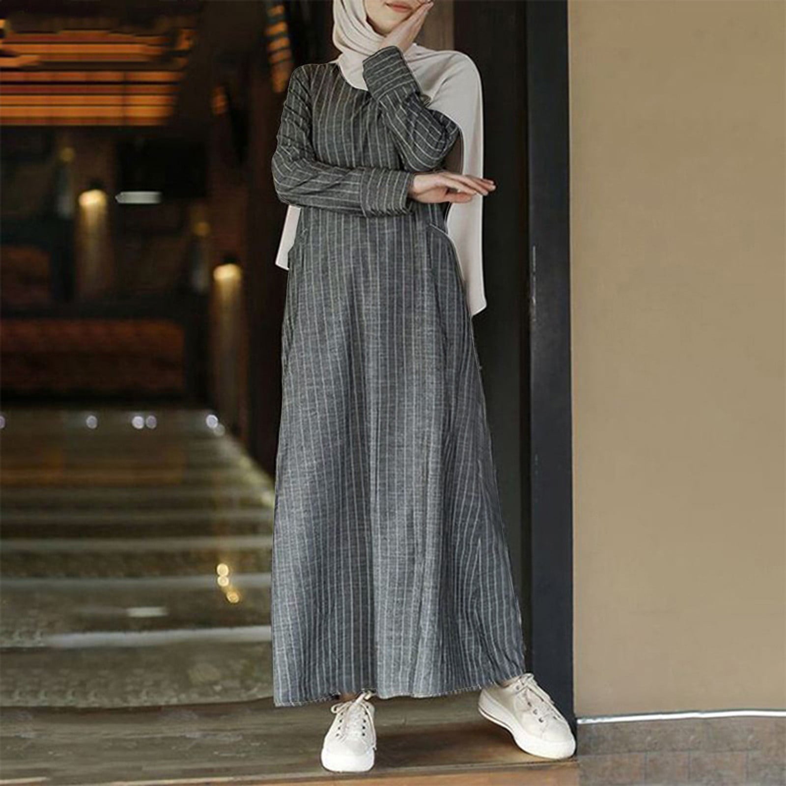 DondPO Maxi Dress for Women Casual Dresses Women's Muslim Abaya Dress ...