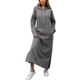 thumbnail image 1 of DondPO Maxi Dress for Women Hoodie Dress Women's Loose Hooded Long Dress Padded Sweatshirt Casual Fashion Dress Large Pocket Dress Casual Dresses Long Sleeve Dress Dark Gray Dress 4XL, 1 of 8