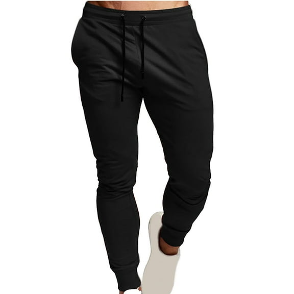 DondPO Mens Pants Casual Men'S Sports Pants Casual Pants Men'S Solid Color Versatile Running Training Fitness Pants Mens Lightweight Pants Joggers for Men Black LClearance！