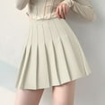 thumbnail image 1 of DondPO Mini Dress Womens Skirts Womens Girls Solid Pleated Skirt Basic Skirt Aline Design Skirt Pleated Skirts Womens Dresses Beige Dress L, 1 of 4