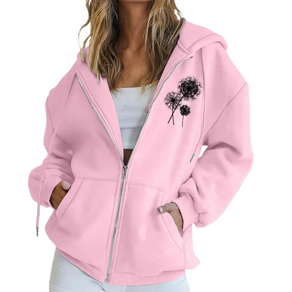 DondPO Oversized Hoodies Oversized Zip Up Hoodie for Women Oversized Crewneck Womens Zip Up Sweatshirt Jackets for Women Oversized Hoodies for Women Pink XL