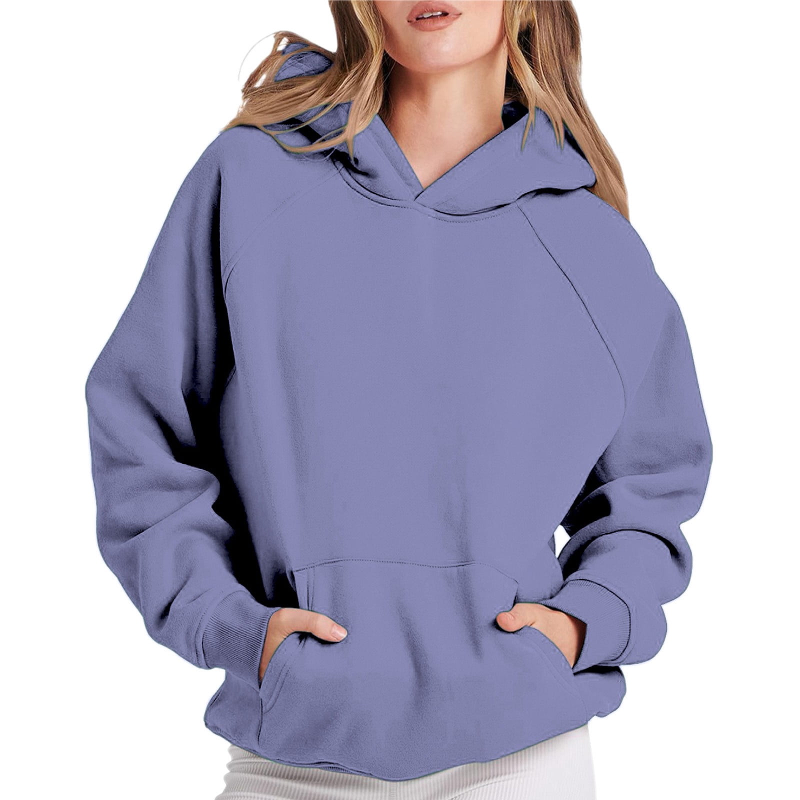American Trends Oversized Sherpa Hoodie For Women - Fluffy Pullover With Pockets, Y Khaki Plaid Small