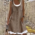 thumbnail image 1 of DondPO Plus Size Dresses for Curvy Women Midi Dresses Women Summer Beach Spring Striped Print Cute Dress Sundress Sleeveless Casual Dress Sundresses for Women Casual Dresses Brown Dress 3XL, 1 of 3