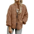 thumbnail image 1 of DondPO Puffer Jacket Womens Winter Coats For Women Warm Coat Loose Plain Quilted Coat Stand Collar Zip Up Jacket Outerwear wirh Pocket Furry Jacket Winter Jackets for Women Brown 2XL Clearance！, 1 of 9