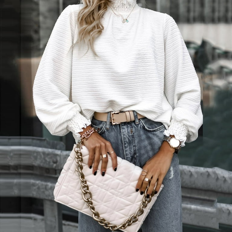 DondPO Shirts for Women Turtleneck Shirt Women Women's Solid