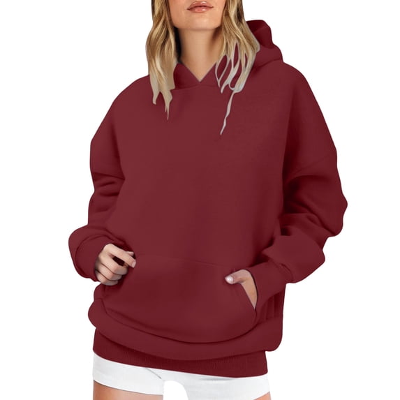DondPO Sudaderas Para Mujer Oversized Sweatshirts Women's Sweatshirt Sweatshirts for Women Crewneck Sweatshirts Women Women Hoodies Cute Hoodies Wine 2XL