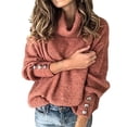 thumbnail image 1 of DondPO Sweaters for Women Turtleneck Sweater Women Women's High Neck Knit Top Casual Long Sleeve Pullover Sweater Shirt Long Sleeve Shirts Womens Tops Red S, 1 of 6