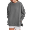 thumbnail image 1 of DondPO Sweatshirt for Women Women's Sweatshirts Long Sleeve Tunic Tops Crew Neck Soft Pullover with Side Zipper Shirt Clothes Hoodies for Teen Girls Oversized Sweatshirt for Women Gray 2XL Clearance！, 1 of 5