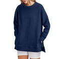 thumbnail image 1 of DondPO Sweatshirt for Women Women's Sweatshirts Long Sleeve Tunic Tops Crew Neck Soft Pullover with Side Zipper Shirt Clothes Hoodies for Teen Girls Oversized Sweatshirt for Women Blue XL Clearance！, 1 of 5