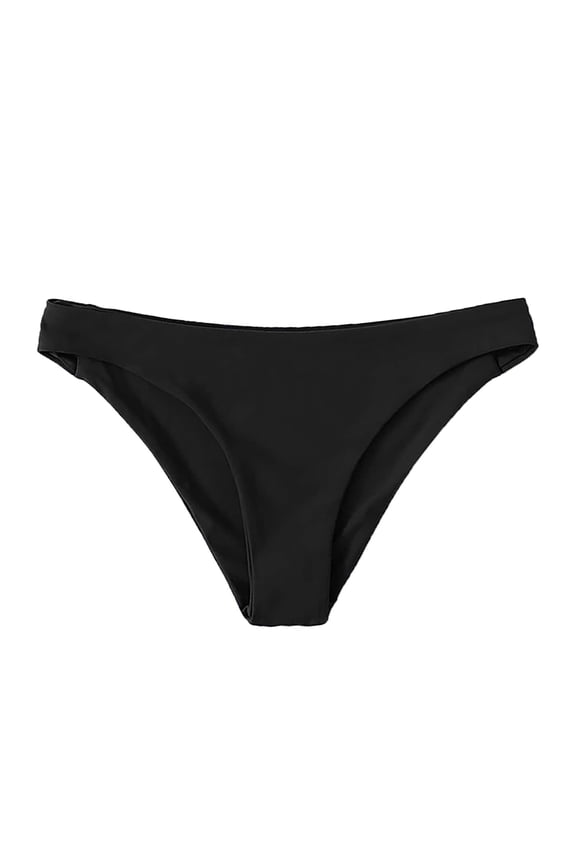Swim Shorts Women Womens Swimsuits Women's Bikini Bottoms High Cut Swimsuit Bottom Solid Color Mid Waist Swim Bottoms Thong Bikini Swim Pants for Women Black S