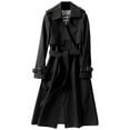 thumbnail image 1 of DondPO Trench Coat Women Trench Windbreaker Outerwear Fit Coat Women Solid Long Overcoat Slim Jacket Women's Coat Womens Coats Fall Coats for Women Black L Clearance！, 1 of 4