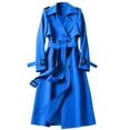 thumbnail image 1 of DondPO Trench Coat Women Trench Windbreaker Outerwear Fit Coat Women Solid Long Overcoat Slim Jacket Women's Coat Womens Coats Fall Coats for Women Blue XL Clearance！, 1 of 3