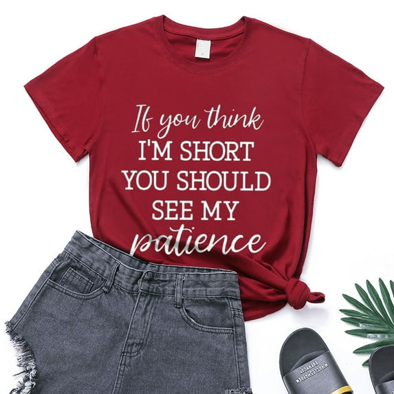 DondPO Tshirts Shirts for Women Short Sleeve Shirts Short Tops Casual Womens Solid Sleeve Color Print Women's T-Shirts Womens Tops Graphic Tees Red M