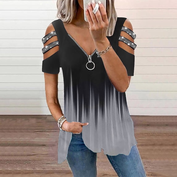 DondPO Tshirts Shirts for Women Short Sleeve Shirts Women TopsShort Sleeve Daily Loose Blouses Tops Womens Tops Graphic Tees Grey S