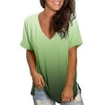 thumbnail image 1 of DondPO Tshirts for Women,Fitted T Shirts Womens Casual Summer Tops Floral V Neck Tee T Shirt Printed Loose Side Split Tunic Vneck Tshirts,Basic Tees,Short Sleeve Shirts Green 5XL, 1 of 7