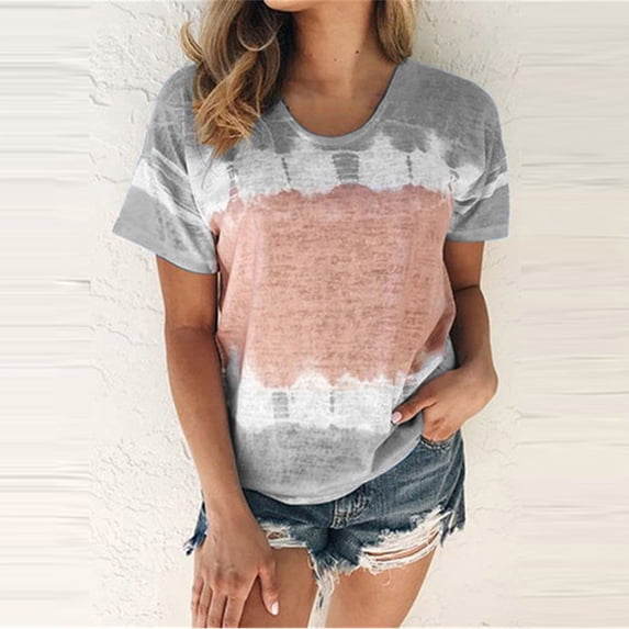 DondPO Tshirts for Women,Summer Tops Short Gradient O-Neck Regular Sexy Print Summer Top Women Women Seleves Women's Blouse Graphic Tees,Tshirts Shirts,Women's Tops,Short Sleeve Tops Grey M
