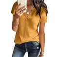 thumbnail image 1 of DondPO Tshirts for Women,Short Sleeve Shirts Women TopsShort Sleeve V Neck CasualFashion Shirt V Neck T Shirts,Basic Tees, Items,Yellow L, 1 of 9