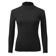 DondPO Turtleneck Shirt Women Womens Long Sleeve Tops Winter Tops Crew Neck Fleece Lined Thermal Thermal Underwear Slim Tops Thermal Shirts Thermal Underwear for Women Womens Tops Black L