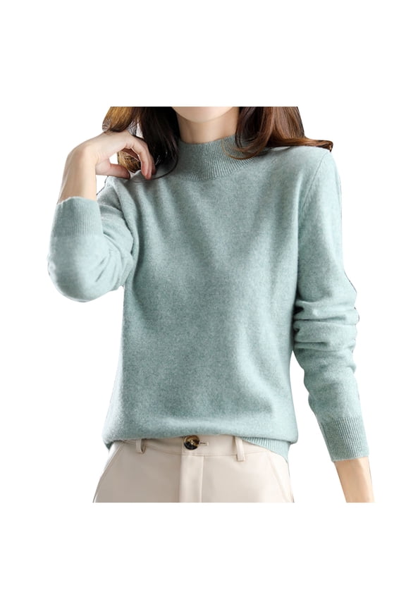 Turtleneck Sweater Women New Half High Collar Knitted Sweater Women's Pullover Loose Sweater Thickened Bottoming Shirt Dropshipping Womens Sweaters Women's Pullover Sweaters Green XL