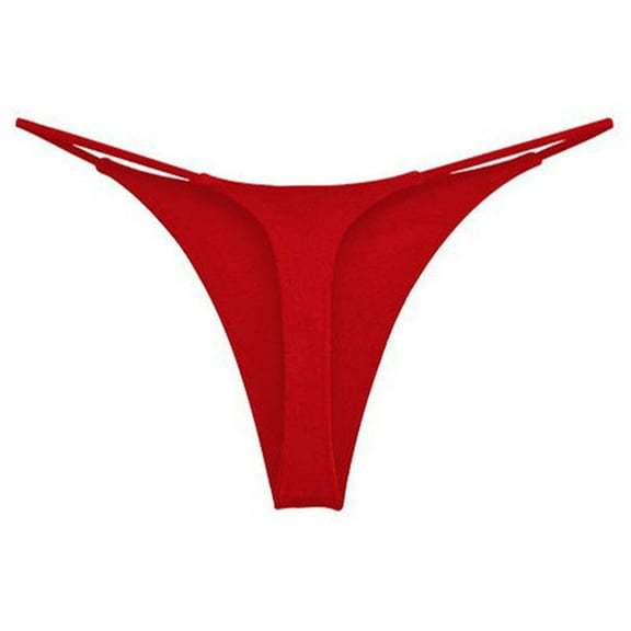 DondPO Underwear for Women Women's Thin Strap Thong Sexy European and American Sports Fitness Yoga Low Waist T Pants Bikini Underwear Stretchy Bikini Panties Panties for Women Red M