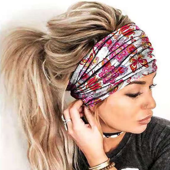 DondPO Wide Bandana headbands for Women Knotted No Slip Head Bands Soft Turban Headband Hair Accessories Boho African Solid Color Head Wraps for Women Yoga Workout White