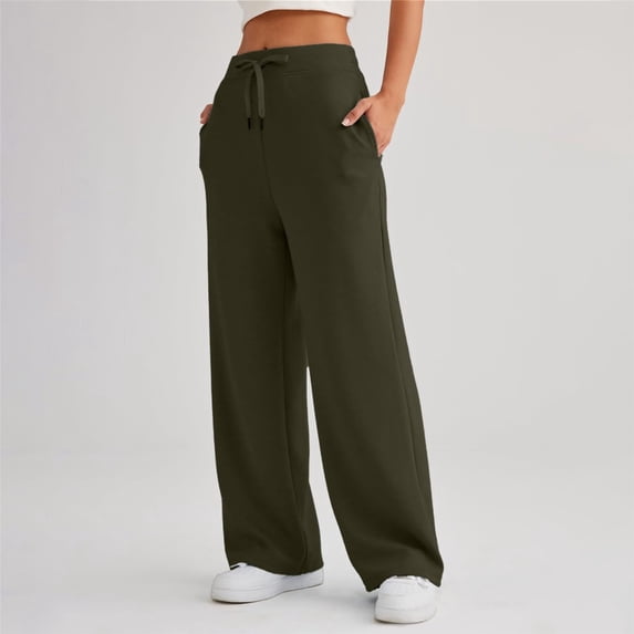 DondPO Wide Leg Sweatpants Women,Lounge Pants Women Women's Fall Casual Loose Wide Leg Sports High Waisted Pants Sweatpants Women,Pants for Women,Green Pants L