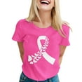 thumbnail image 1 of DondPO Women's T-Shirts Women Elegant Casual Printed Short Sleeve V Neck T Shirt tops Shirts for Women Womens tops Pink 4XL, 1 of 5