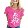 thumbnail image 1 of DondPO Women's T-Shirts Women Elegant Casual Printed Short Sleeve V Neck T Shirt tops Shirts for Women Womens tops Red 3XL, 1 of 5