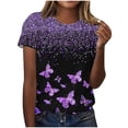 thumbnail image 1 of DondPO Women's T-Shirts Women's Awareness Shirt Purple Ribbon Floral Short Sleeve T Shirts Caring tops Shirts for Women Womens tops Gray M, 1 of 5
