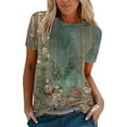 thumbnail image 1 of DondPO Women's T-Shirts Women's Short Sleeve Round Neck T Shirt Fashion tops Fashionable Lightweight Soft Casual Summer Clothes Shirts for Women Womens tops Green L, 1 of 5