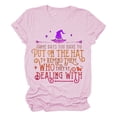 thumbnail image 1 of DondPO Women's T-Shirts Women's Witch Print Casual Print T Shirt U Neck Casual T Shirt top Shirts for Women Womens tops Multi-color 2XL, 1 of 4