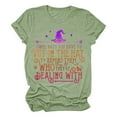 thumbnail image 1 of DondPO Women's T-Shirts Women's Witch Print Casual Print T Shirt U Neck Casual T Shirt top Shirts for Women Womens tops Multi-color L, 1 of 6