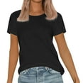 thumbnail image 1 of DondPO Women's T-Shirts Womens Short Sleeve Round Neck Shirts Summer top Fashion Basic Tee Shirts for Women Womens tops Black 3XL, 1 of 9