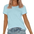 thumbnail image 1 of DondPO Women's T-Shirts Womens Short Sleeve Round Neck Shirts Summer top Fashion Basic Tee Shirts for Women Womens tops Blue XL, 1 of 9