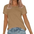 thumbnail image 1 of DondPO Women's T-Shirts Womens Short Sleeve Round Neck Shirts Summer top Fashion Basic Tee Shirts for Women Womens tops Brown 2XL, 1 of 9