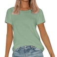 thumbnail image 1 of DondPO Women's T-Shirts Womens Short Sleeve Round Neck Shirts Summer top Fashion Basic Tee Shirts for Women Womens tops Green M, 1 of 9