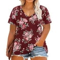 thumbnail image 1 of DondPO Women's Tops Plus Size V Neck T Shirts Women Short Sleeve Tops Casual Summer Tshirts Loose Fit Tee Womens Graphic T Shirts Cotton Shirts for Women, 1 of 2