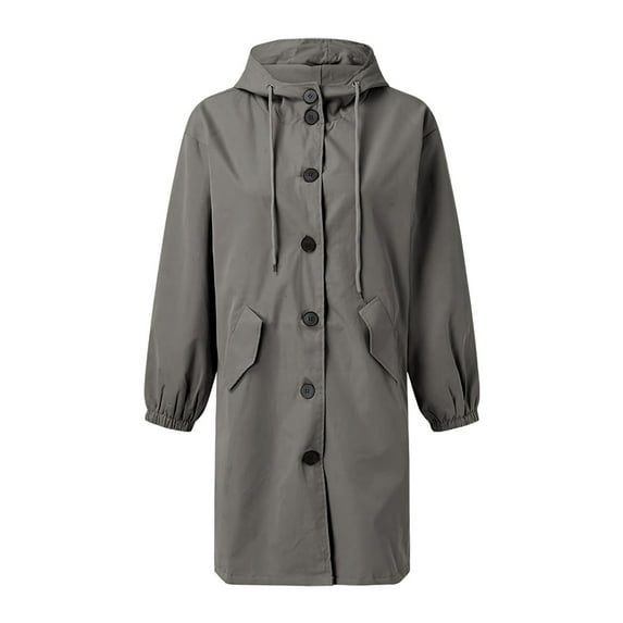 DondPO Women's Trench Coat Rain Gear For Women Waterproof Women's Raincoats Rain Jacket Women Trench Coat Women Long Plus Size Rain Coat Rain Jacket Women Long Dark Gray S