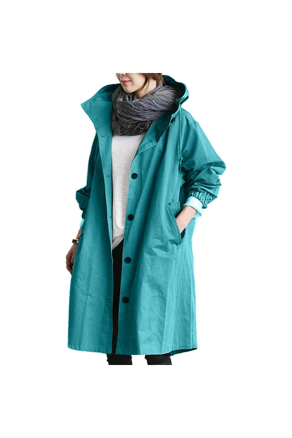 Women's Trench Coat Trench Coat For Women Plus Size Rain Coat Women Trench Coat Raincoat For Women Waterproof Long Coat Trench Coats For Women Blue S