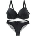 thumbnail image 1 of DondPO Women's Underwear and Bras Women's Bra and Panty Sets Lace 2 Piece Bra and Thong Set Underwire Bra Bra and Panty Sets for WomenDondPOSeamless Bras for Women Black, 1 of 3