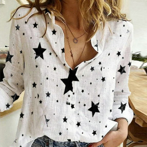 DondPO Womens Button Down Shirts,Long Sleeve Shirts Womens Loose Daisy Printing Long Shirt Cotton Ladies Casual Tops T-Shirt Blouse Linen Shirts,Summer Shirts,Blouses for Women Dressy Casual C M