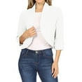 thumbnail image 1 of DondPO Womens Cardigans Sweaters Ladies Fashion Casual Solid Color Three Quarter Sleeve Sleeve Cardigan Short Small Coat Cardigan Sweaters for Women Sweaters for Women White L, 1 of 6