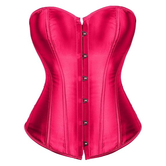 DondPO Womens Corset,Women’s Overbust Sweetheart Plastic Corset Bustier Top Black Corset Vintage Satin Underbust Corset,Plus Size Corset,Corset Tops for Women Red XS