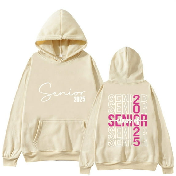 DondPO Womens Hoodies Script Heart Senior 2025 Graduate High School College Mens Women Sweatshirt Hoodie Preppy Sweatshirt Oversized Hoodie Beige XL