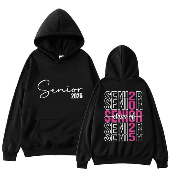 DondPO Womens Hoodies Script Heart Senior 2025 Graduate High School College Mens Women Sweatshirt Hoodie Preppy Sweatshirt Oversized Hoodie Black S